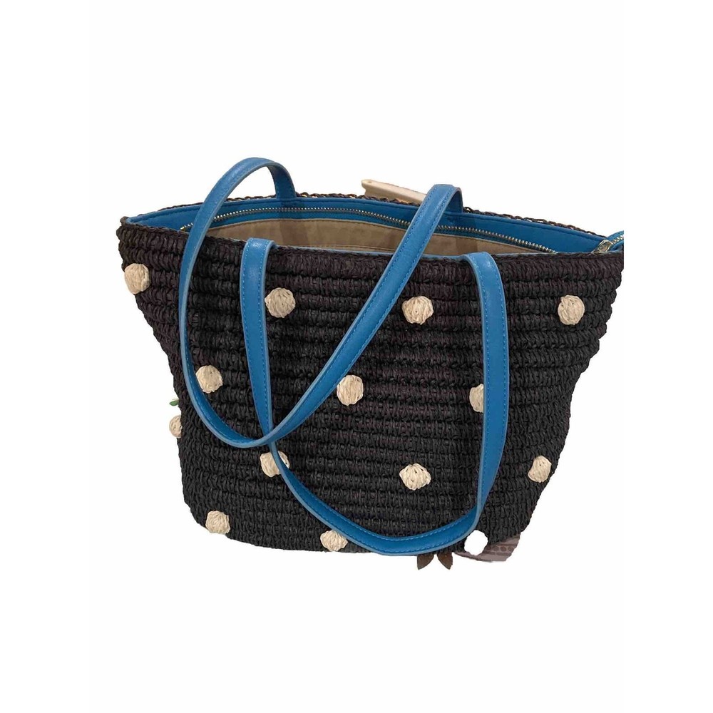 Talbots Nwot Purse Blue And White Spot Woven Paper Straw Beach Tote Purse